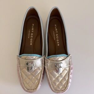 New Kurt Geiger Metallic Gold and Pink Loafers. Size 37.